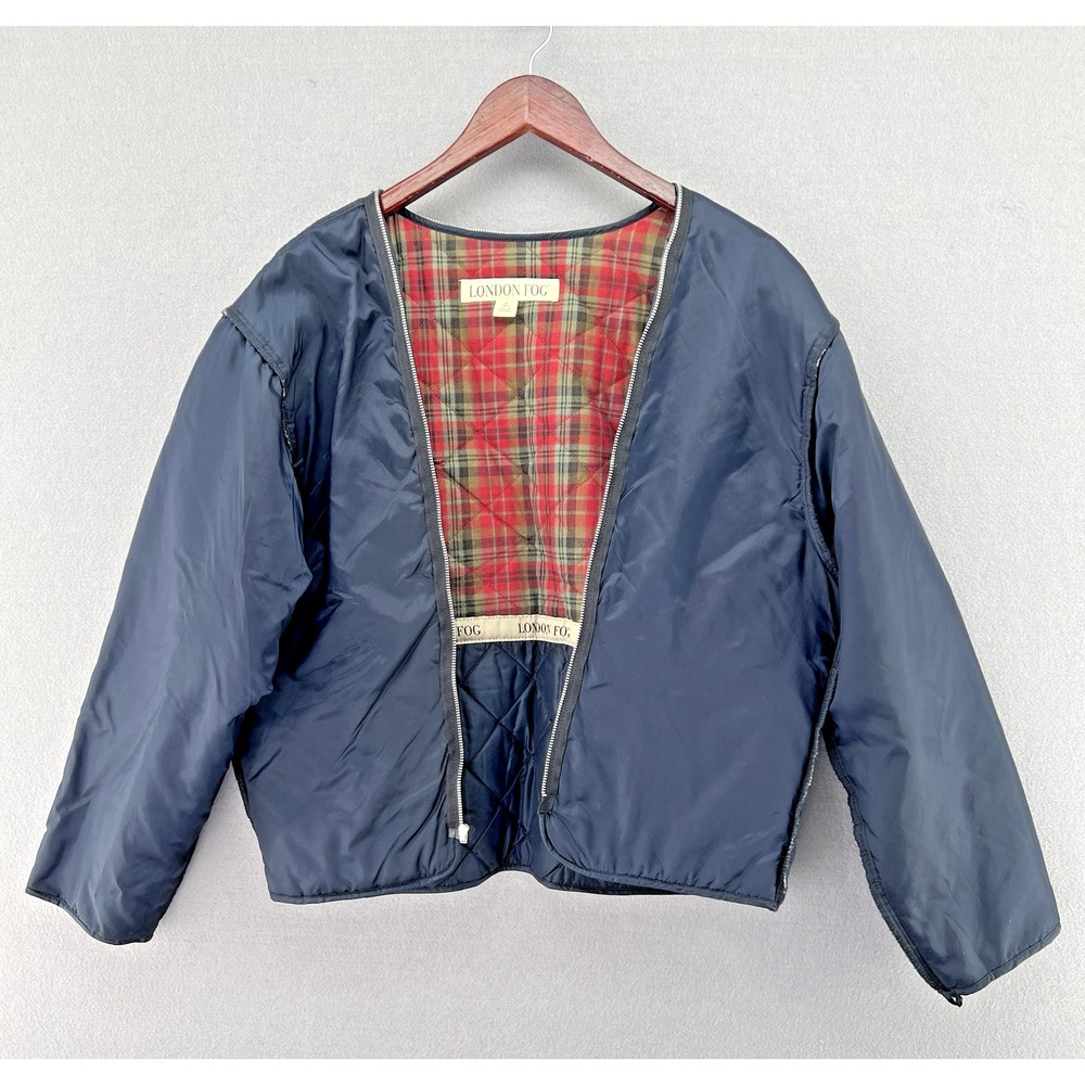 Vintage London Fog Mens Plaid Zip-In Liner Jacket for Trench Coat Maincoats Sz M